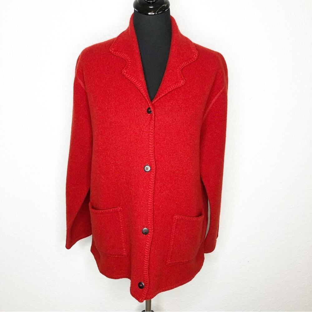 Gaeltarra Ireland red pure wool button front cardigan shacked size Medium